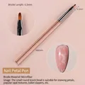 Professional Japanese style nail art petal brush with 6.5mm microfiber bristles for painting - Petal Brush (04#茶色杆光疗笔)
