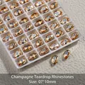 Strass en cristal K9 champagne de haute qualité en forme de larme, taille 7x10 mm - Goutte d’eau / 7*10mm (2 Pcs/Paquet)