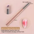 Professional angled nail art brush for gradient and smudging effects with 160mm long handle - Slanted Stippling Brush (14#茶色杆光疗笔)