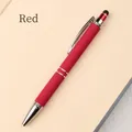 Elegant red rubberized retractable ballpoint pen featuring a metal stylus touch tip for screens - 0.7 Bullet Tip / Red