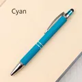 Sky blue retractable ballpoint pen with soft rubber grip and capacitive stylus tip - 0.7 Bullet Tip / Sky Blue