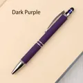 Retractable dark purple ballpoint pen with soft touch finish and stylus tip for tablet - 0.7 Bullet Tip / Deep purple
