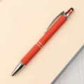 Professional orange rubberized metal ballpoint pen featuring a capacitive stylus tip - 0.7 Bullet Tip / Orange