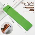Minimalist green felt single pen sleeve, 175x42mm dimensions, soft protective pouch - Green