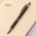 Elegant grey retractable ballpoint pen with touch stylus tip and matte rubberized finish - 0.7 Bullet Tip / Gray