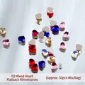 Mixed multi-color heart-shaped flat-back crystals for nail art decoration and crafts - Mixed Color Heart Shapes / 50 Pieces