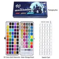 90-color solid watercolor paint set with shimmer and fluorescent shades in a metal box - 90 Colors