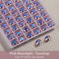 Premium roze maanlicht traan K9 nail art kristal steentjes 7x10mm maat 2 stuks set - Waterdruppel Stijl / 7x10mm (Verpakking van 2)