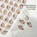 9x14mm Champagnegoldene Axt-Nagelkunst-Strasssteine, K9-Kristall 2er-Set - Goldener Schatten (2-Stück) / 9X14mm