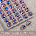 Roze maanlicht hartvormige K9 kristallen strass-steentjes voor nail art, 10x10mm - Hart Stijl / 10x10mm (Verpakking van 2)