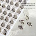 Axtförmige rauchgraue Nagelkristalle mit spitzer Rückseite, 9x14 mm, 2er-Set für Maniküre - Silber (2-Stück) / 9X14mm