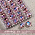 Hoge kwaliteit roze maanlicht ovale K9 kristallen nail art steentjes, 10x14mm, set van 2 stuks - Ovale Stijl / 10x14mm (Verpakking van 2)