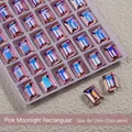 Premium Pink Moonlight rechthoek K9 kristal strass voor nagelkunst, 8x12mm 2 stuks pack - Rechthoekige Stijl / 8x12mm (Verpakking van 2)