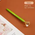 Elegante penna a sfera in metallo verde con un grande diamante in cristallo lucido - Verde