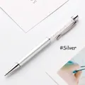 Elegant silver metal ballpoint pen with sparkling crystal fill in transparent barrel - 1.0mm Bullet Tip Black Ink / Matte Silver