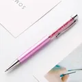 Elegant pink crystal ballpoint pen with sparkling rhinestone filling for business gift - 1.0mm Bullet Tip Black Ink / Purple