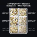 Strass en verre pointus transparents de tailles assorties pour nail art en boîte de 6 grilles - 01# 6 Grilles Strass à Dos Pointu-Transparent