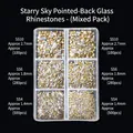 Kit de strass en cristal à fond pointu de taille mixte à 6 grilles pour décoration d'ongles - 03# 6 Grilles Strass à Dos Pointu-Transparent et AB