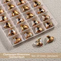 Strass in cristallo K9 champagne a forma di cuore per nail art, 12x13 mm, set da 2 - Cuore storto / 12*13mm (2 Pz/Confezione)