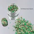 Paillettes esagonali verdi e dorate per la decorazione professionale unghie estive - 04# (Verde Vetro)