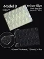 Dubbelzijdige nagelgelei-stickers Type B, 0,5 mm dikte, 24 tabs per vel voor kunstnagels - Gele Lijm (Type B) / 24 Stuks (0.5mm) / Geel