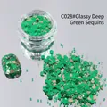 Paillettes esagonali verde scuro e oro per decorazione manicure professionale C028 - 05# (Verde Scuro Smaltato)