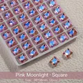 Trendy K9 roze maanlicht vierkante kristallen voor nail art decoratie, maat 8x8mm - Vierkante Stijl / 8x8mm (Verpakking van 2)