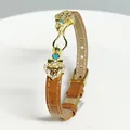 Exquisiter 18k vergoldeter Schmuckverbinder mit braunem Lederband für DIY-Armband - Braun (02#)