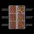 Lot de strass pour nail art rose et or dans une boîte à 6 compartiments de tailles variées - 05# 6 Grilles Strass à Dos Pointu-Rose