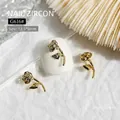 Exquisite gold rose-shaped nail art charm with zircon for luxury manicure decoration - Gold Rose Combination (G616) / 12.5*5mm