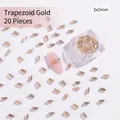 09# Gold Trapezoid Nail Art Rhinestones 20pcs Set 3x5mm Shiny Zircon Jewelry Crystals - Trapezoid Shape (09#)