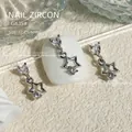 Silver dangling heart and star zircon nail art jewelry charm for manicure decoration - 12.2x5.5mm (1 Piece/Pack)