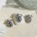 Silver bow nail charm with sparkling rhinestones for elegant French style manicure - 12.5x9.9mm (1 Piece/Pack)