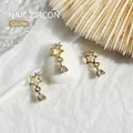 Luxury golden star nail art charms featuring sparkling zircon dangling pendant decorations. - Hollow Star Pendant (G619)