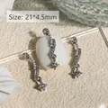 Silver star tassel nail jewelry charms with pearls and zircons in SKU G640 variant - 21x4.5mm (1 Piece/Pack)