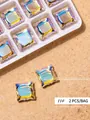 Iridescent aurora square nail rhinestones, magic color flatback crystals, 2pcs bag - Irregular Flatback Drill (11#)
