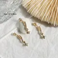 Elegant golden star and moon nail charms with pearls and shimmering zircons for manicure - Pearl Star Pendant (G624)
