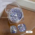 High-shine iridescent hexagonal nail sequins and glitter flakes for DIY manicure - Shade 06# - Model 06# Laser Sequins