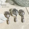 Vintage silver nail charms with pearls and rhinestones, set of 3 dangle pendants. - 29.7*11.3mm (1 Piece/Pack)