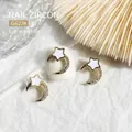 Star and moon zircon nail charms with white enamel and gold finish - Star & Moon Combo Style (G627)