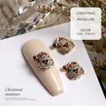 Santa Claus nail art charm with rhinestones, 8x8mm gold-tone metal accessory - Santa Claus Head (G672#)