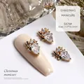 Luxurious golden elk reindeer nail charms with sparkling zircon for Christmas manicure - Gold Pear-Shaped Zirconia Elk (G676#)