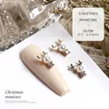 Elegant Christmas reindeer nail art charms featuring pearl and zircon in golden finish - Gold Pearl Elk (G678#)