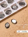 Smoky grey oval flat-back magic mirror rhinestones for nail art, 2 pieces per bag - Irregular Flatback Drill (21#)