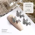 Elegant Christmas elk reindeer nail charms featuring silver zircon in a shiny finish - Silver Pave Elk (G679#)
