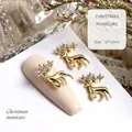 Luxury gold reindeer nail art charms with sparkling rhinestones for Christmas manicure decor - Gold Pave Antler Elk (G680#)