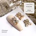 Elegant golden Christmas bell nail art charm featuring pearl and bow-knot detail - Gold Bow Bell (G682#)