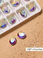 Iridescent Aurora K9 Flat Bottom Rhinestones for Professional Nail Art, 24#, 2 Pieces - Irregular Flatback Drill (24#)