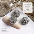 Sparkling silver snowflake nail art charms with zircon inlay for Christmas manicure - Silver Zirconia Snowflake (G688#)
