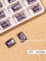 Premium iridescent purple rectangular flat-back rhinestones for DIY nail art 2pcs - Irregular Flatback Drill (30#)